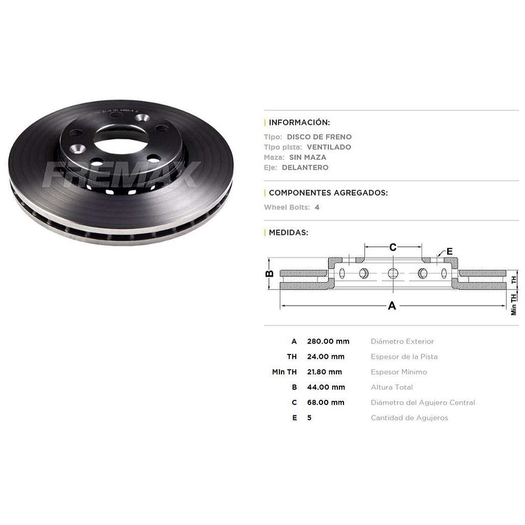 FREMAX DISCO FRENO FLUENCE / MEGANE III 2.0 / DUSTER