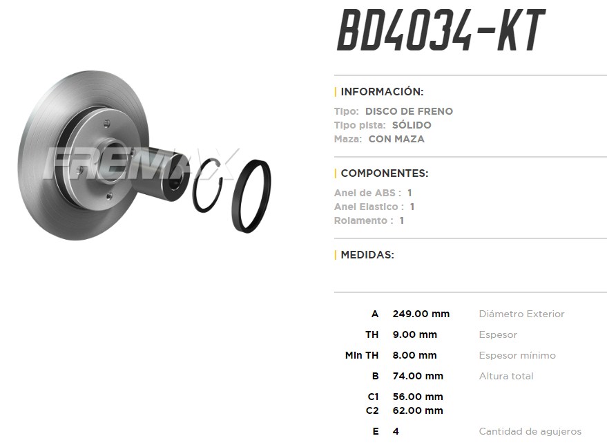 FREMAX DISCO FRENO C4/DS4/P308/P408 TRAS