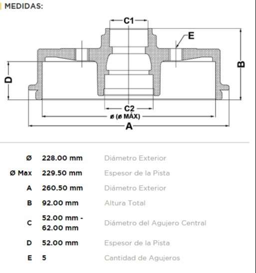 FREMAX CAMPANA FRENO RENAULT DUSTER 1.6 - 2.0 16v C/MAZA OROCH - CAPTUR 1.6 - 2.0