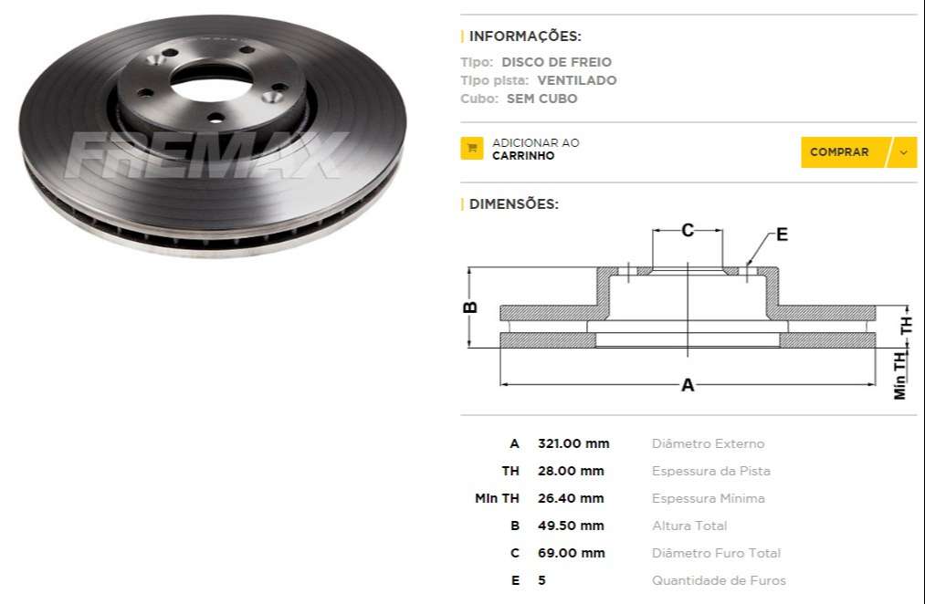 FREMAX DISCO FRENO HIUNDAI VERACRUZ 3.8  