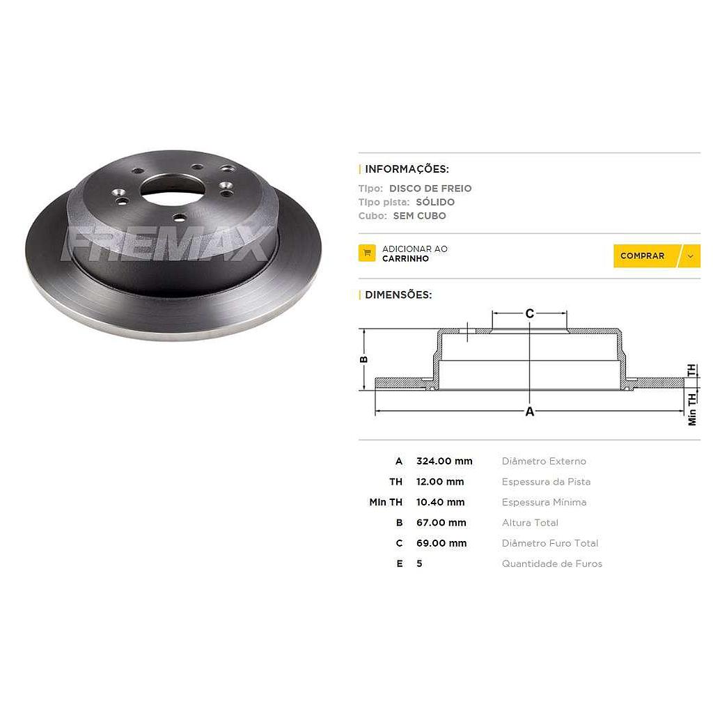 FREMAX DISCO FRENO HIUNDAI VERACRUZ 3.8  