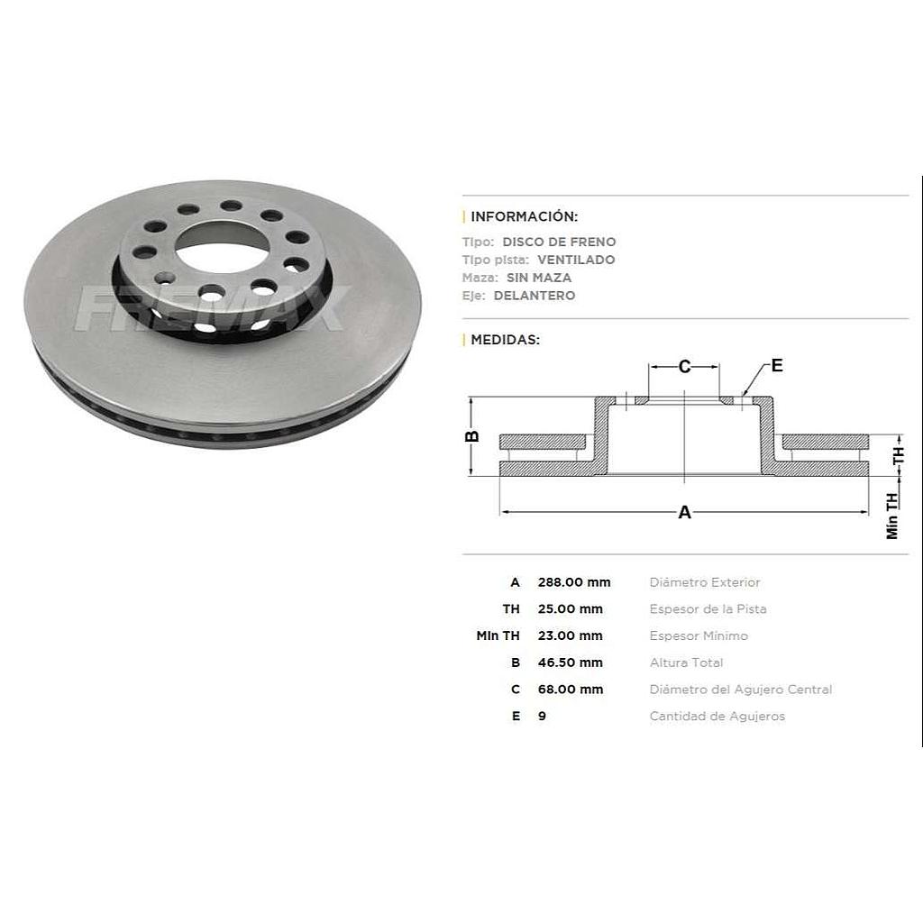 FREMAX DISCO FRENO PASSAT 96>/AUDI DV  