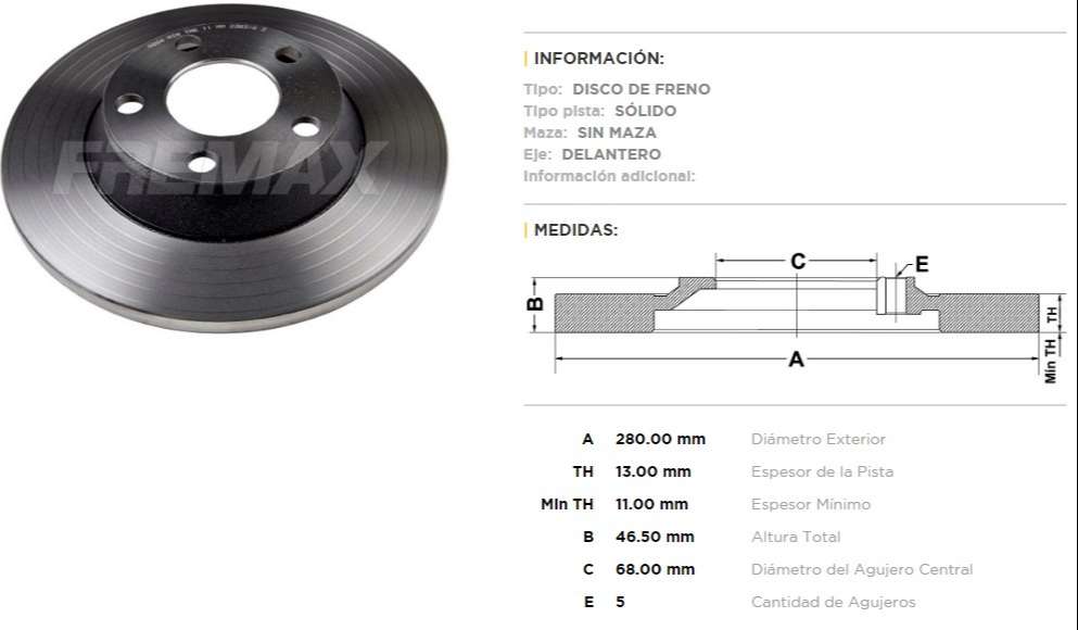 FREMAX DISCO FRENO AUDI A4 94/97 DS  