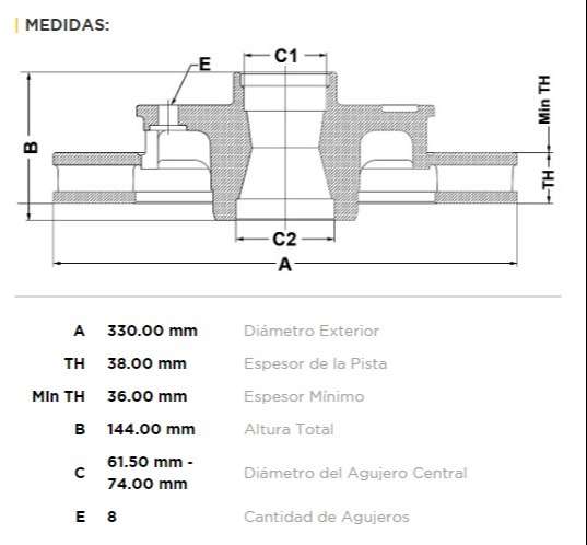 FREMAX DISCO FRENO F-100 DUTY ABS 2003>DVTS  