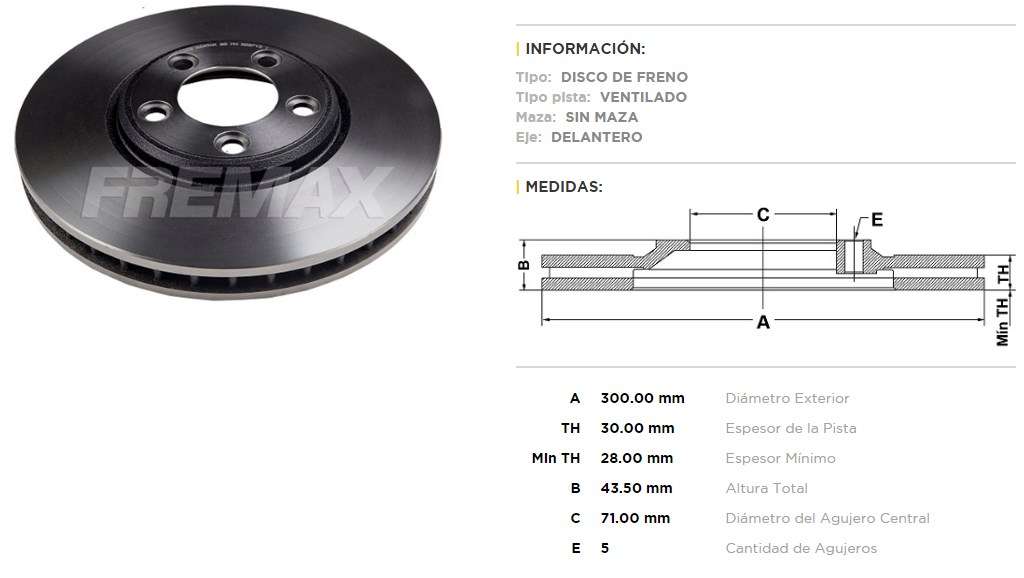 FREMAX DISCO FRENO JAGUAR S TYPE 02> DV  
