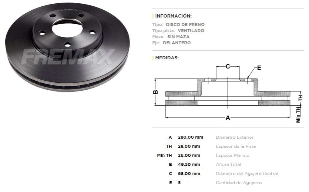FREMAX DISCO FRENO NISAN T30 2.5I 24V DV