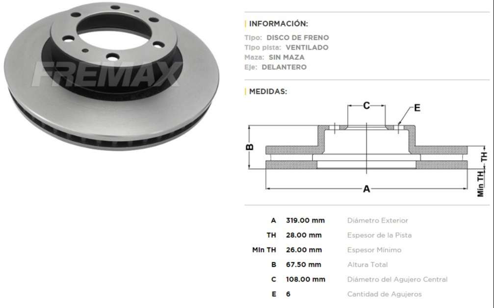 FREMAX DISCO FRENO HILUX 2005>DV