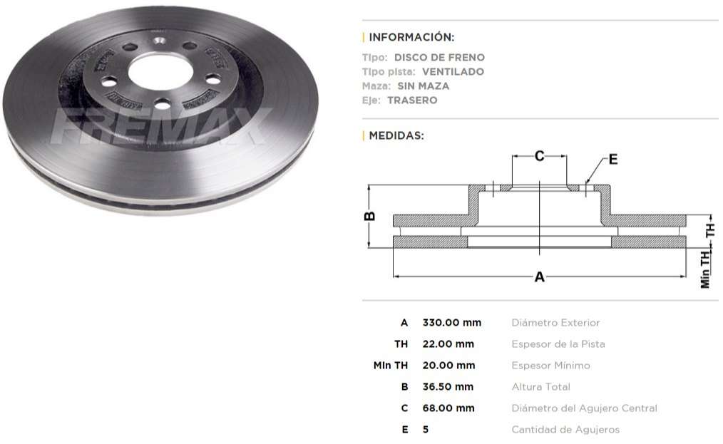 FREMAX DISCO FRENO AUDI A4 2.0/S4 3.0 QUA  