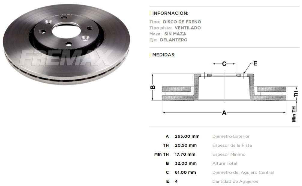 FREMAX DISCO FRENO R 21 / NEVADA DV  