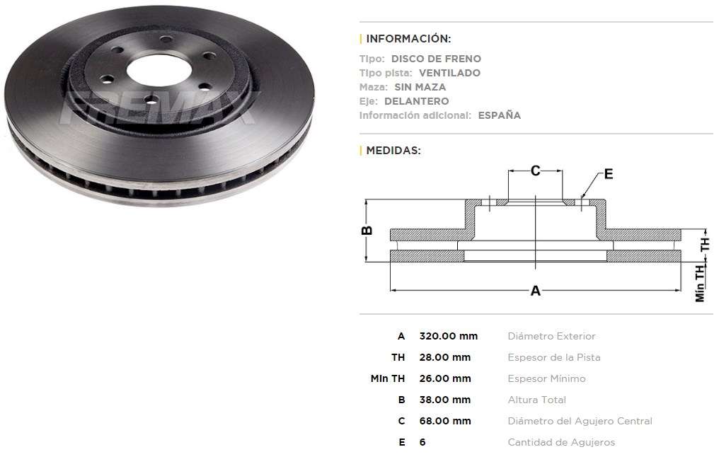 FREMAX DISCO FRENO NISSAN PATHFINDER 2.5  
