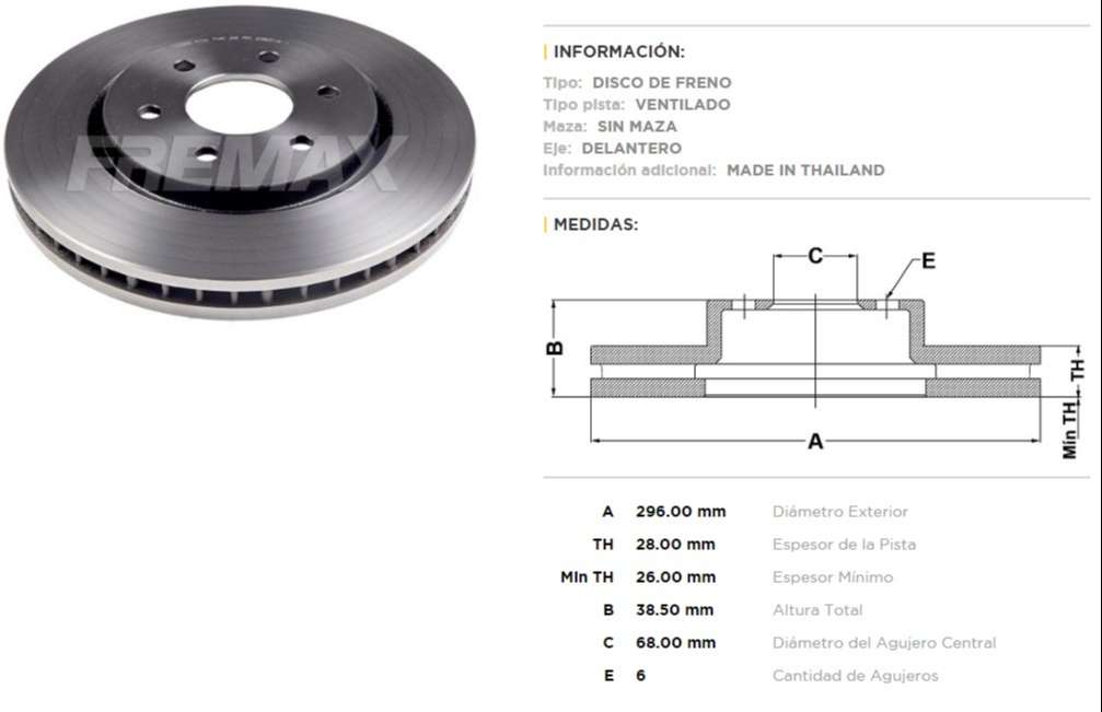 FREMAX DISCO FRENO NISSAN XTERA 2.8 /PATHFINDER  