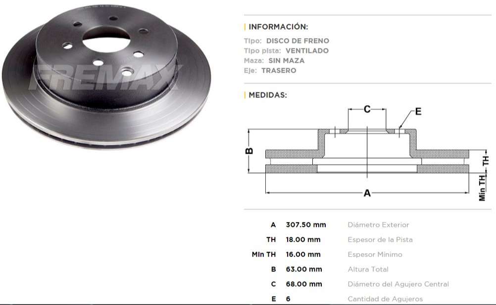 FREMAX DISCO FRENO NISAN XTERA 2.8 / PATHFINDER 4  