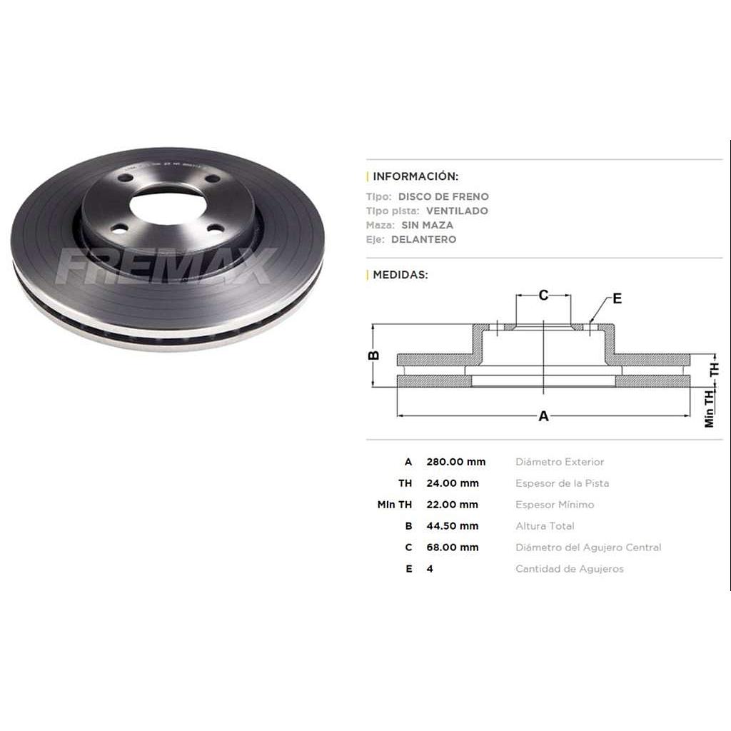 FREMAX DISCO FRENO NISAN TIIDA 08> DV  