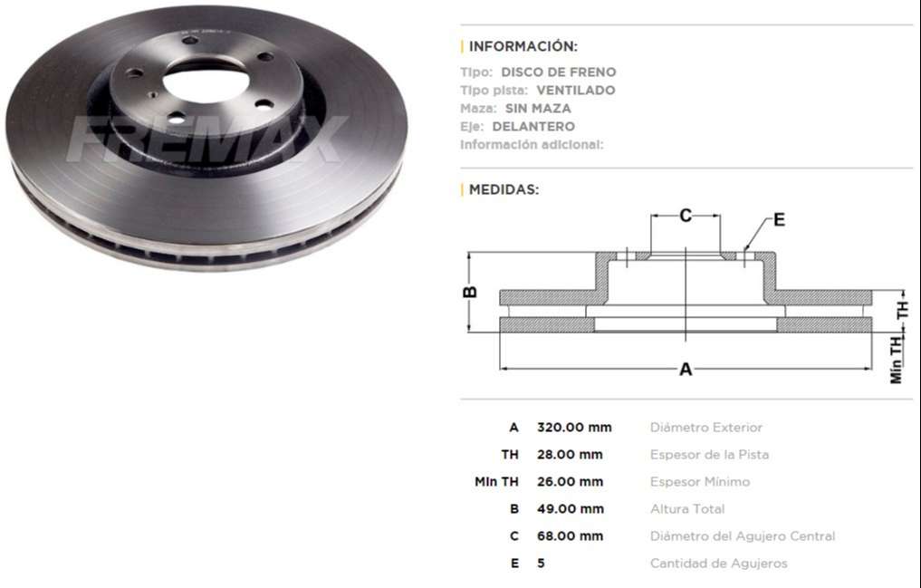 FREMAX DISCO FRENO NISSAN 350Z 3.5 MURANO 3.5 04/ D V  