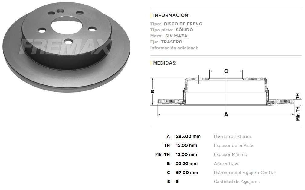 FREMAX DISCO FRENO M-BENZ CLASE M 98> TS  
