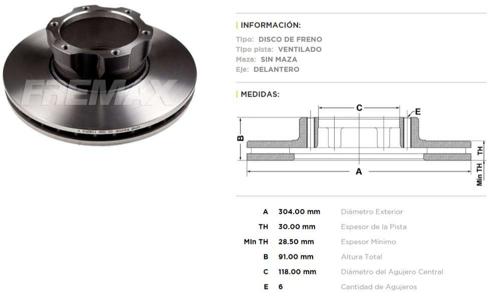 FREMAX DISCO FRENO M-BENZ L709/710 DV  