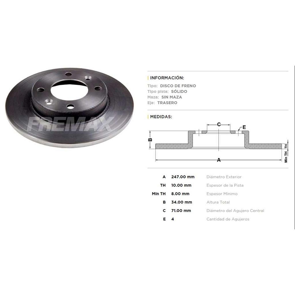 FREMAX DISCO FRENO P 405 T S  