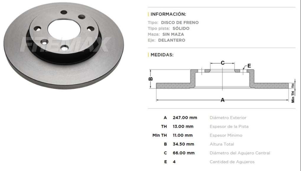 FREMAX DISCO FRENO P 206 1999> D S