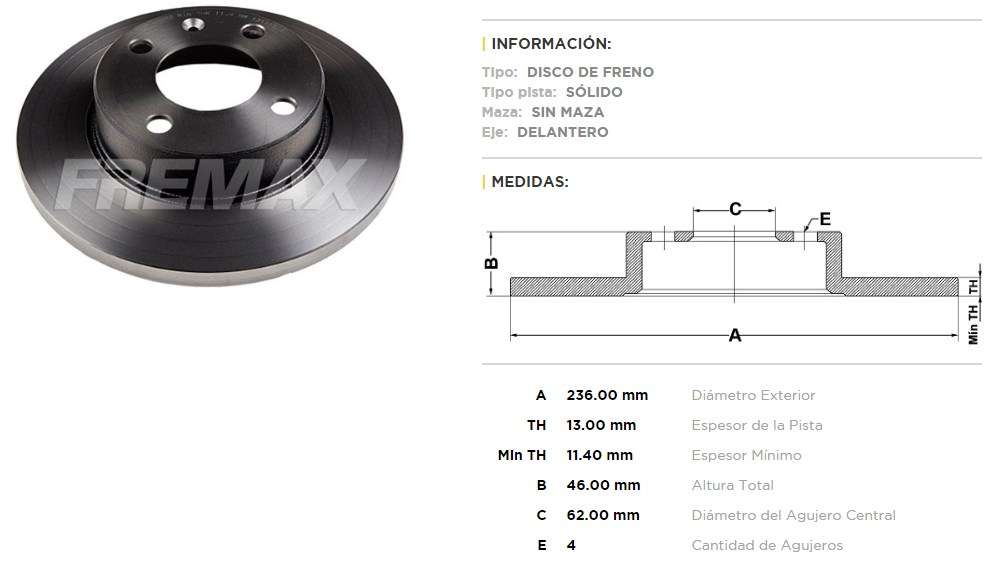 FREMAX DISCO FRENO SKODA FAVORIT DS  