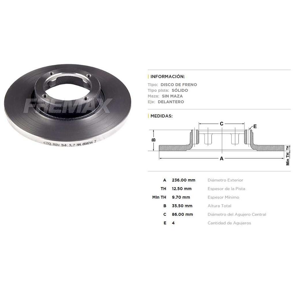 FREMAX DISCO FRENO SPARK 1.0L DS 08>  