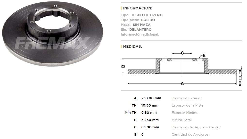 FREMAX DISCO FRENO R 12 GDE D S  