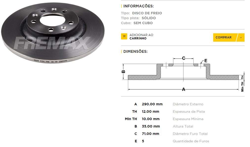 FREMAX DISCO FRENO P 407 2005> T S  