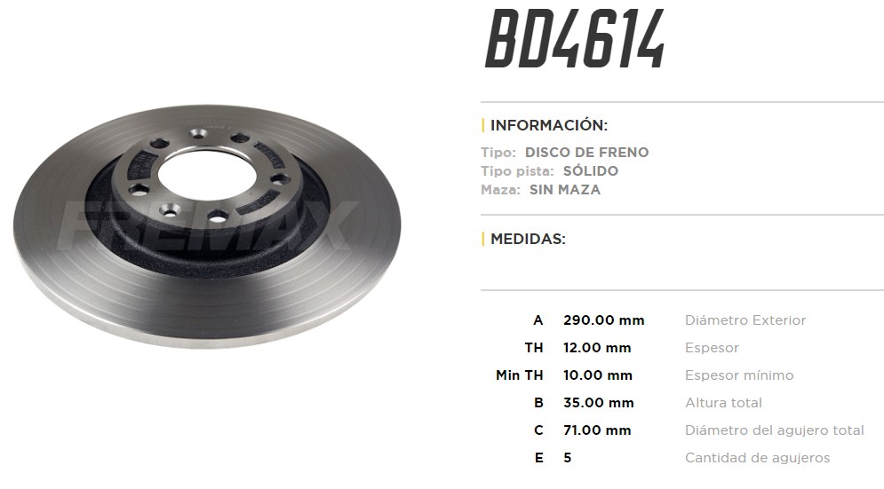 FREMAX DISCO FRENO C 4 PICASSO / GRAN PICASSO P 308 / P3008