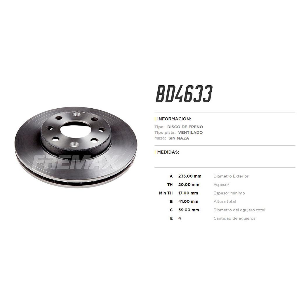 FREMAX DISCO FRENO SPARK GT  05> VENTILADO  