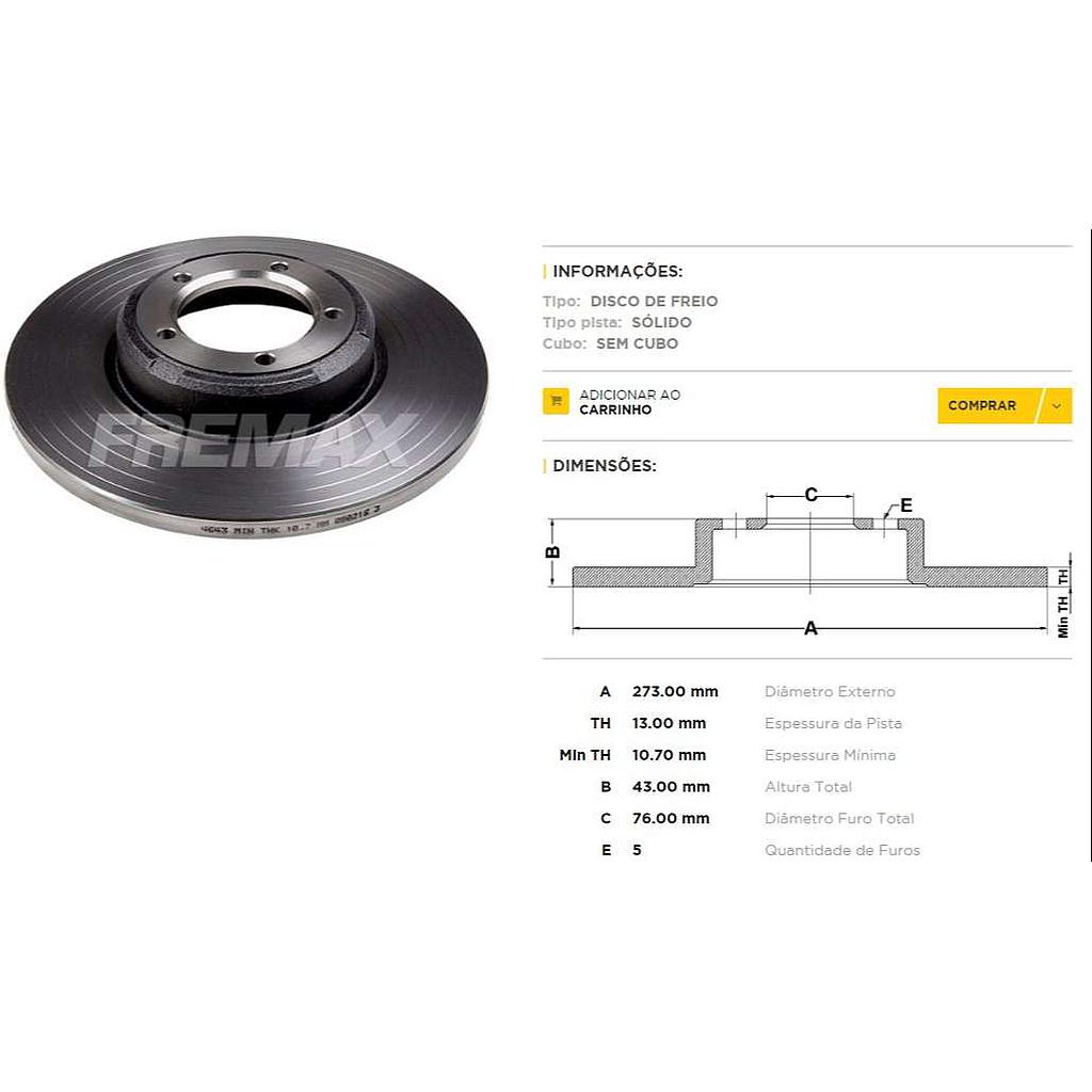 FREMAX DISCO FRENO P 504 P UP D S  
