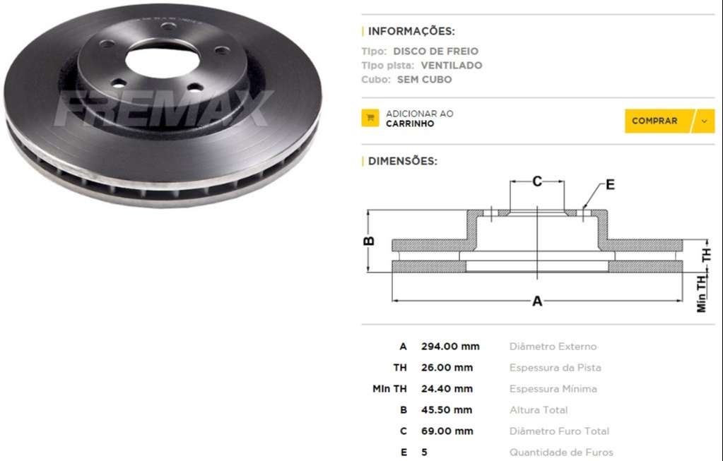 FREMAX DISCO FRENO MITSUBISHI OUTLANDER  