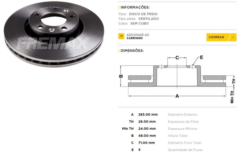 FREMAX DISCO FRENO P 505 / CITROEN C4 DV