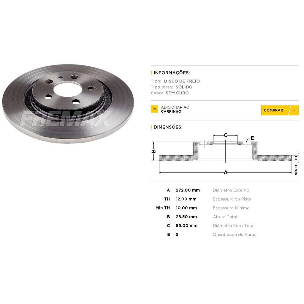 FREMAX DISCO FRENO P 807 2002> T S  