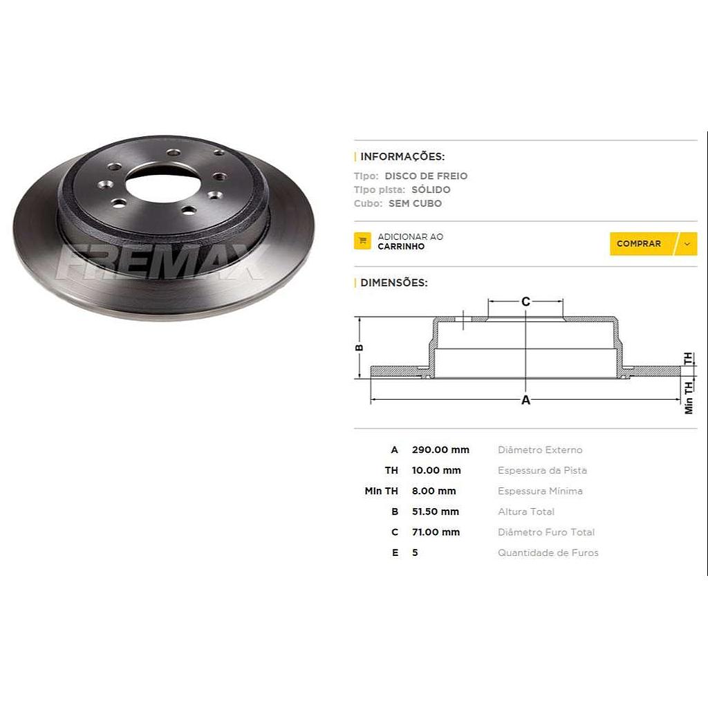 FREMAX DISCO FRENO P 607 01> T S  