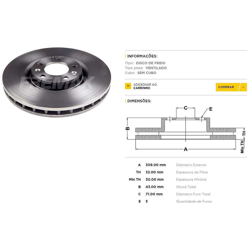 FREMAX DISCO FRENO P 607  