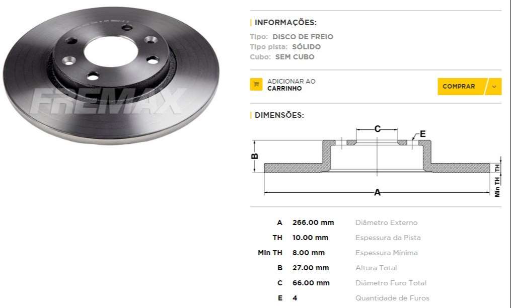 FREMAX DISCO FRENO P 405 / CITROEN DS  