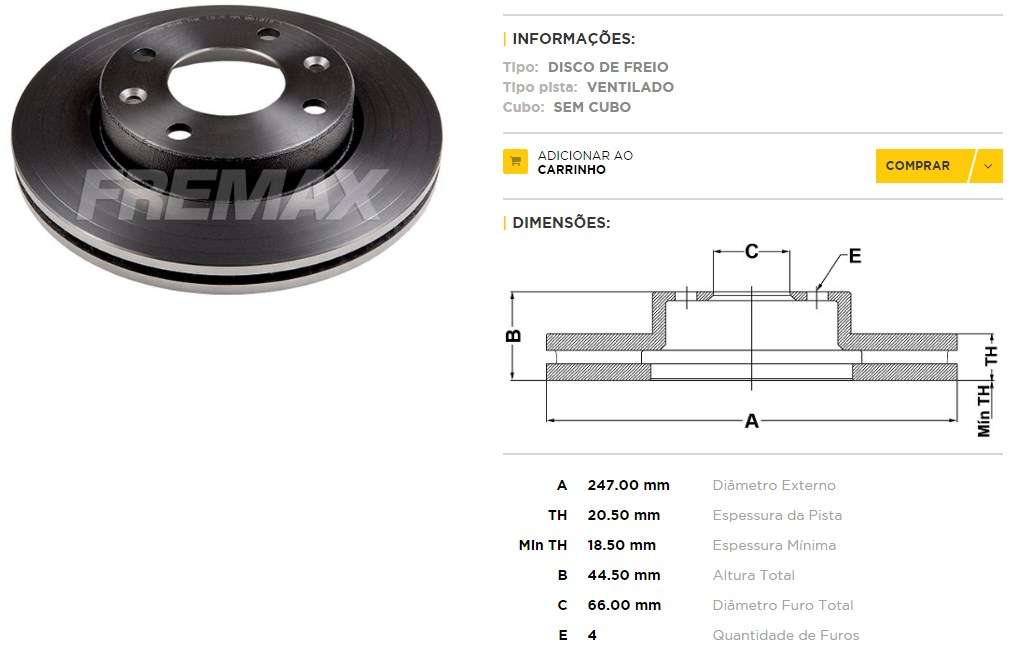 FREMAX DISCO FRENO P 205 / CITROEN DV  