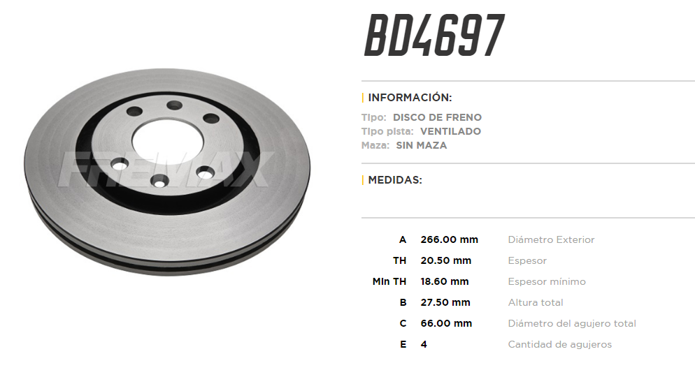 FREMAX DISCO FRENO CITROEN BX 1.9 XANTIA 1.6 - 1.8 - 2.0 XSARA COUPE 2.0 BERLINGO PEUGEOT 305 306 405 1.9 PARTNER