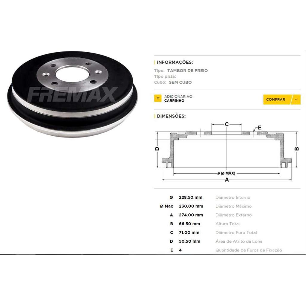 FREMAX CAMPANA FRENO PARTNER/P 306/P 405/P 406