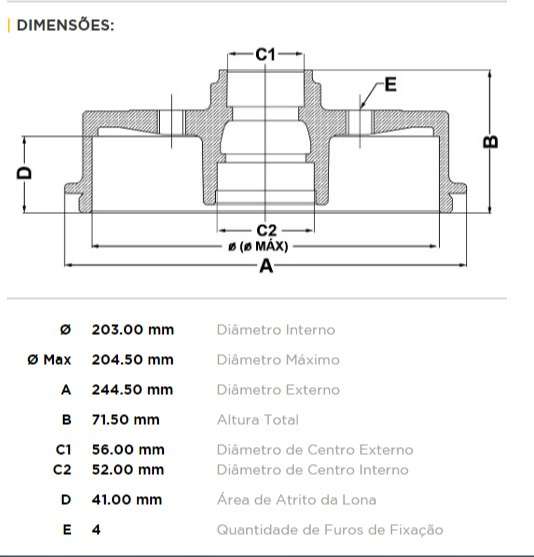 FREMAX CAMPANA FRENO P 206 1.4-1.6 / C 3 CON KIT AGREGADO  