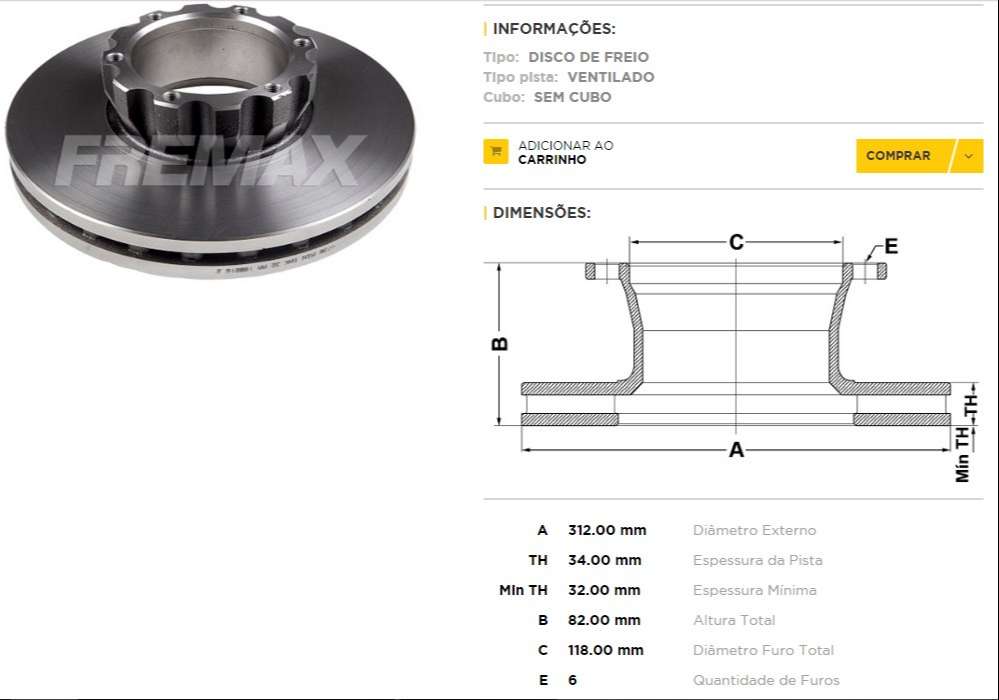 FREMAX DISCO FRENO M-BENZ 712C/912C/914C  