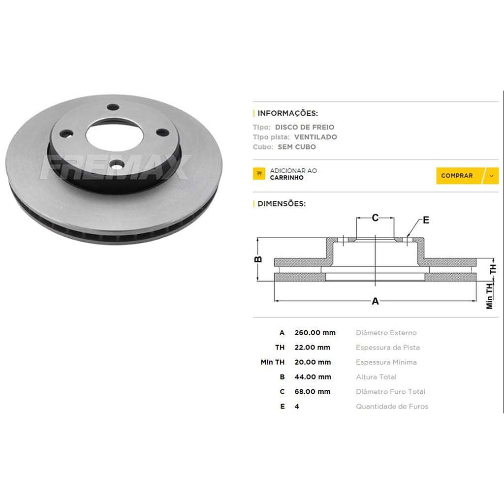 FREMAX DISCO FRENO NISAN TIIDA 1.8  