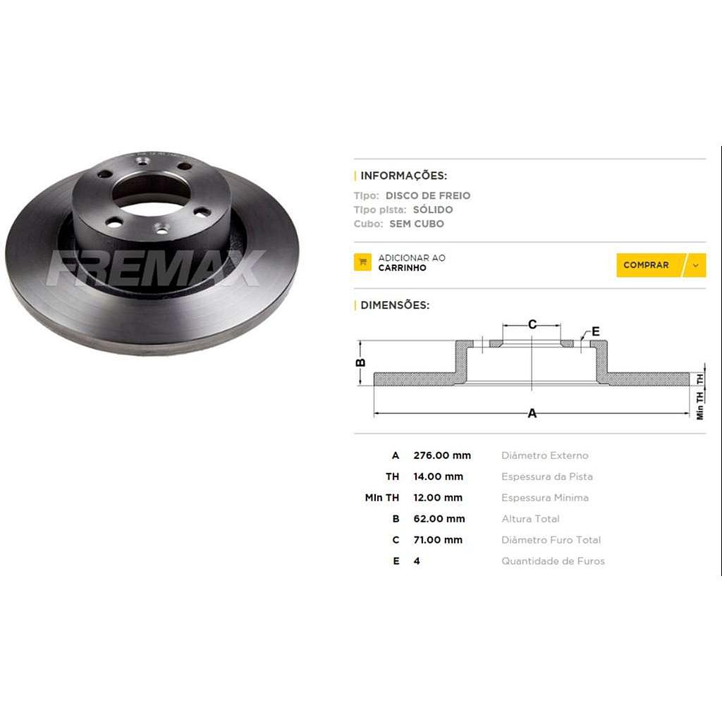 FREMAX DISCO FRENO C 5 SEDAN 2001>TS  
