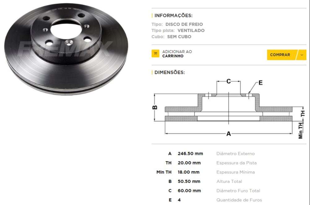 FREMAX DISCO FRENO SUZUKI BALENO 1.8 DV S  