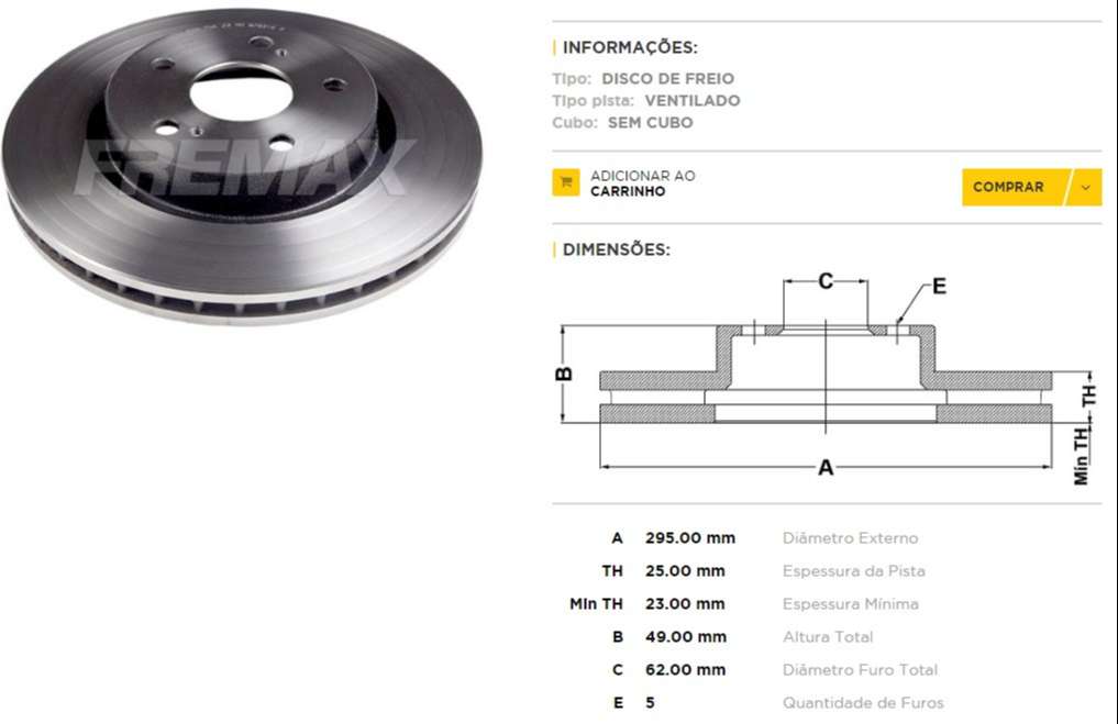 FREMAX DISCO FRENO SUZUKI GRAND VITARA DEL.  