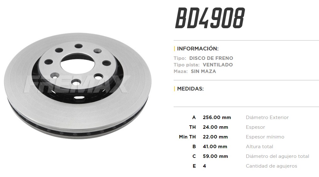 FREMAX DISCO FRENO AVEO 1.4