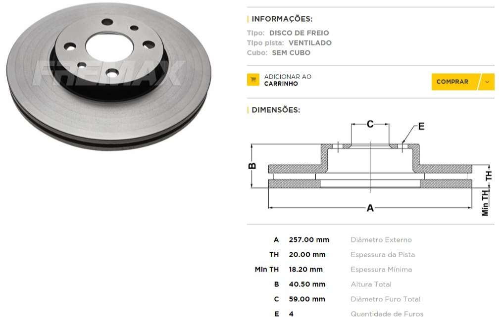 FREMAX DISCO FRENO FIAT GRAND SIENA IDEA DOBLO 1.3 PALIO 1.6 1.8 16V PUNTO STRADA 500 ADVENTUREV/D