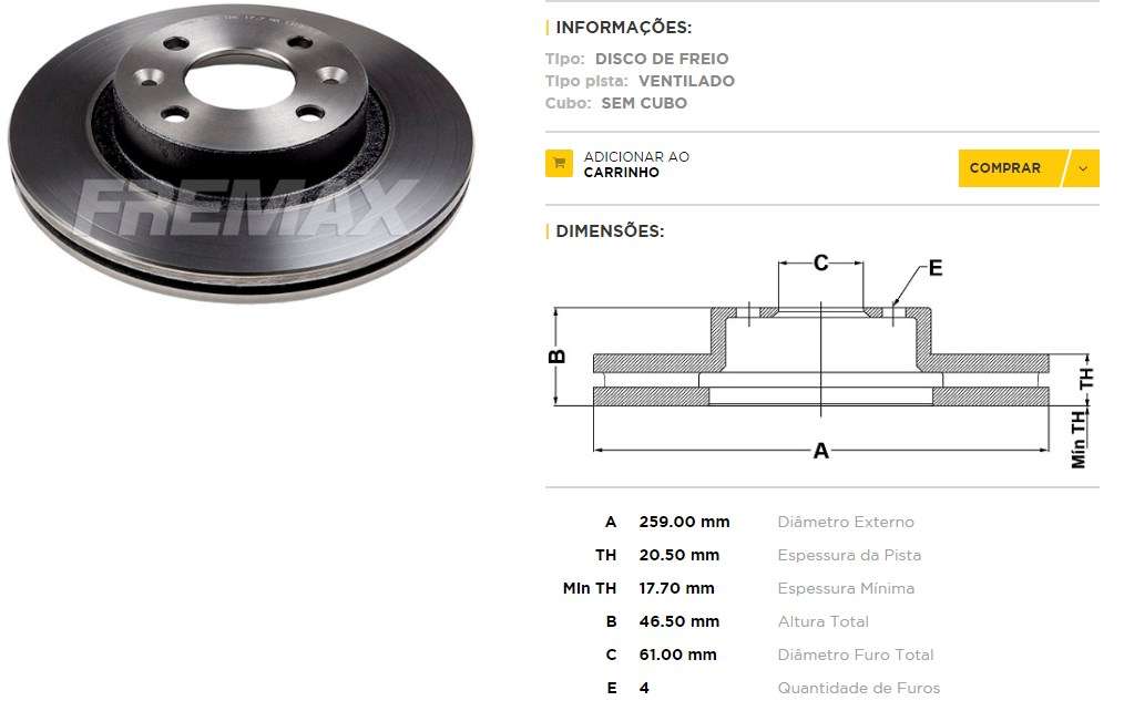 FREMAX DISCO FRENO R 18 DV  