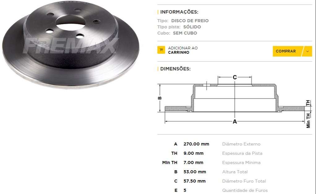 FREMAX DISCO FRENO PT CRUISIER TS  