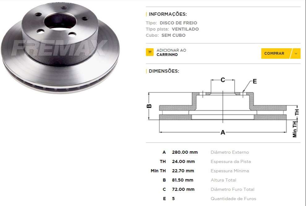FREMAX DISCO FRENO JEEP CHEROKEE DV  