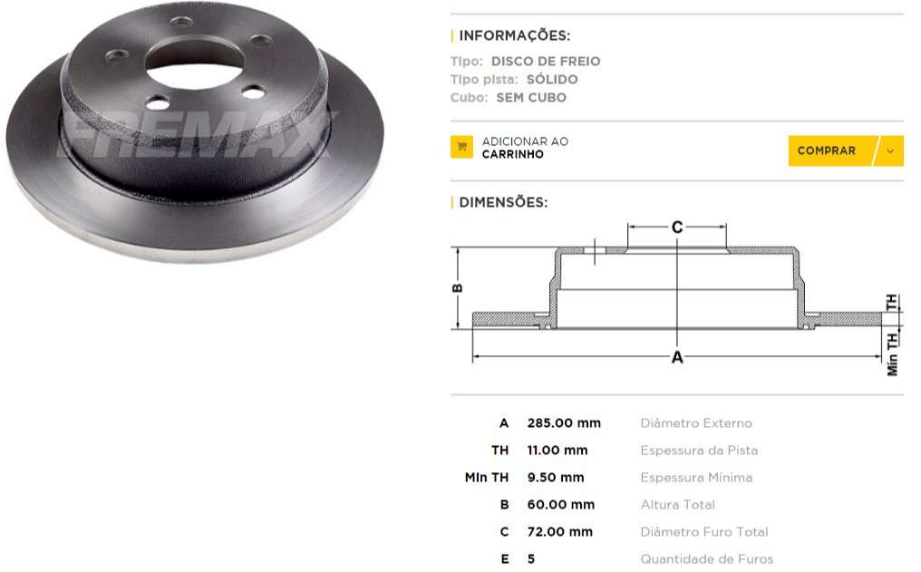 FREMAX DISCO FRENO JEEP CHEROKEE TS  